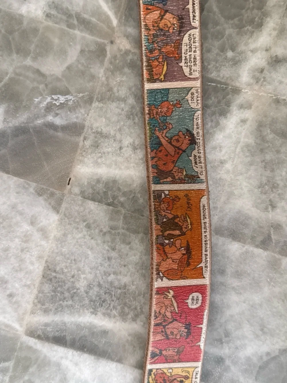 Flintstones comic strip Printed Leather Belt with Tan Backing